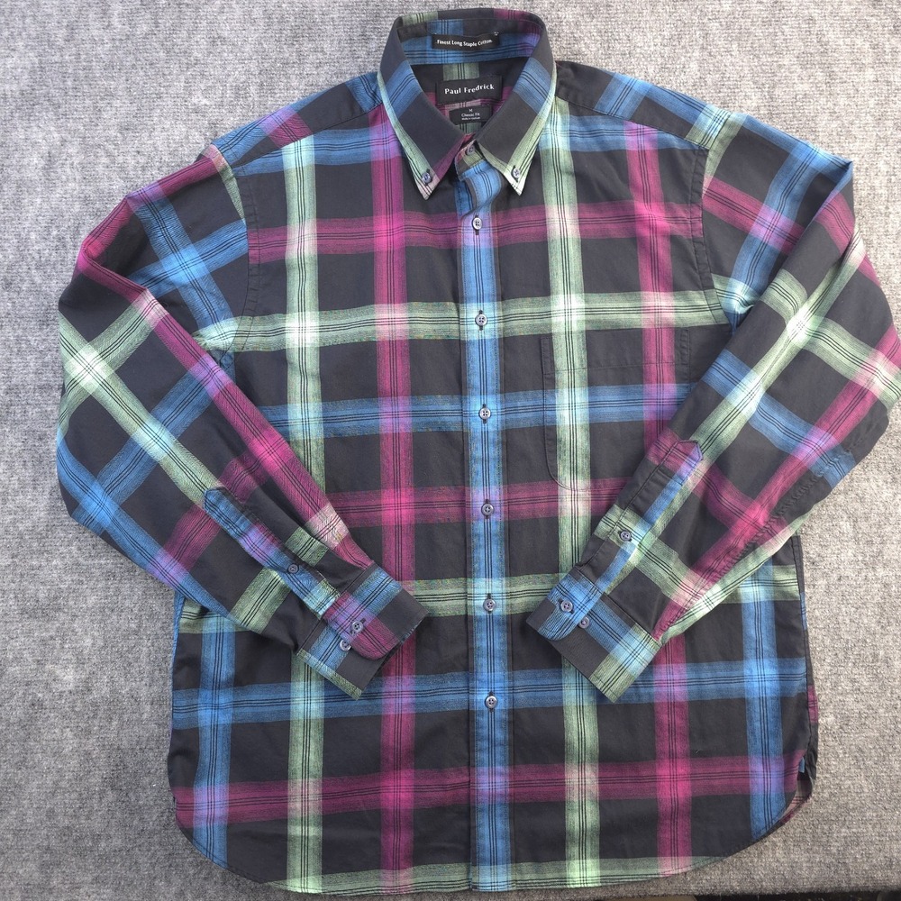 Paul Fredrick Shirt Medium Classic Fit Long Sleeve Button Down Multicolor‎ Plaid